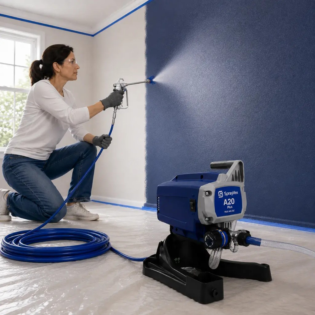 SprayVex A20 Plus 10 m hose painting an interior wall